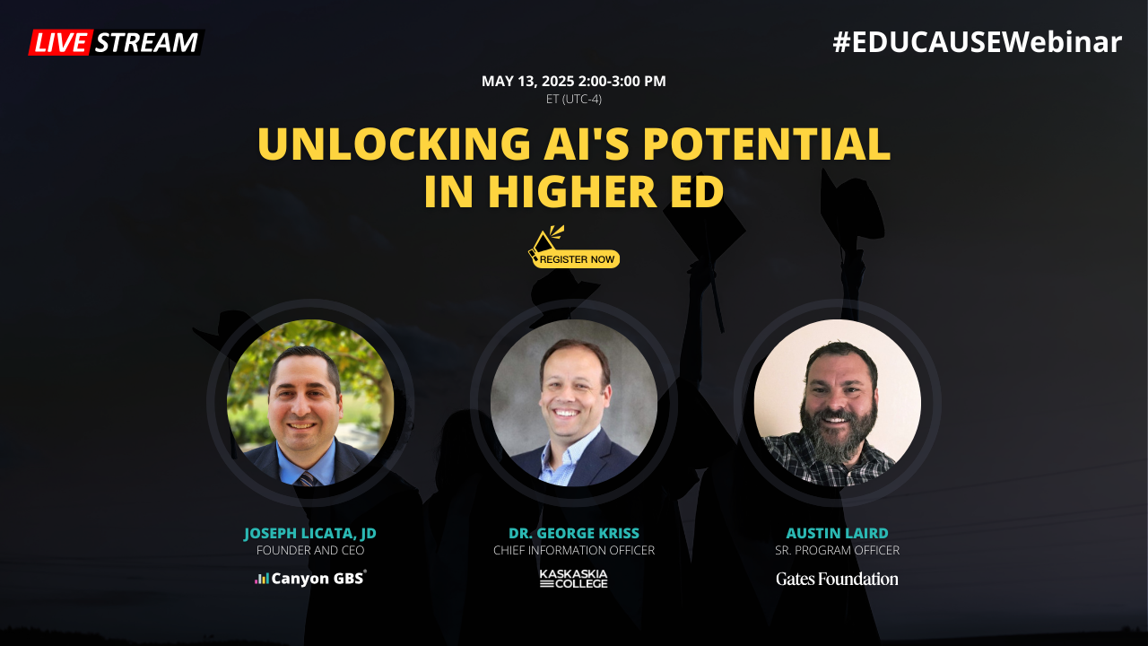 Canyon GBS Joins EDUCAUSE Webinar to Spotlight Practical, Compliant AI for Colleges and Universities