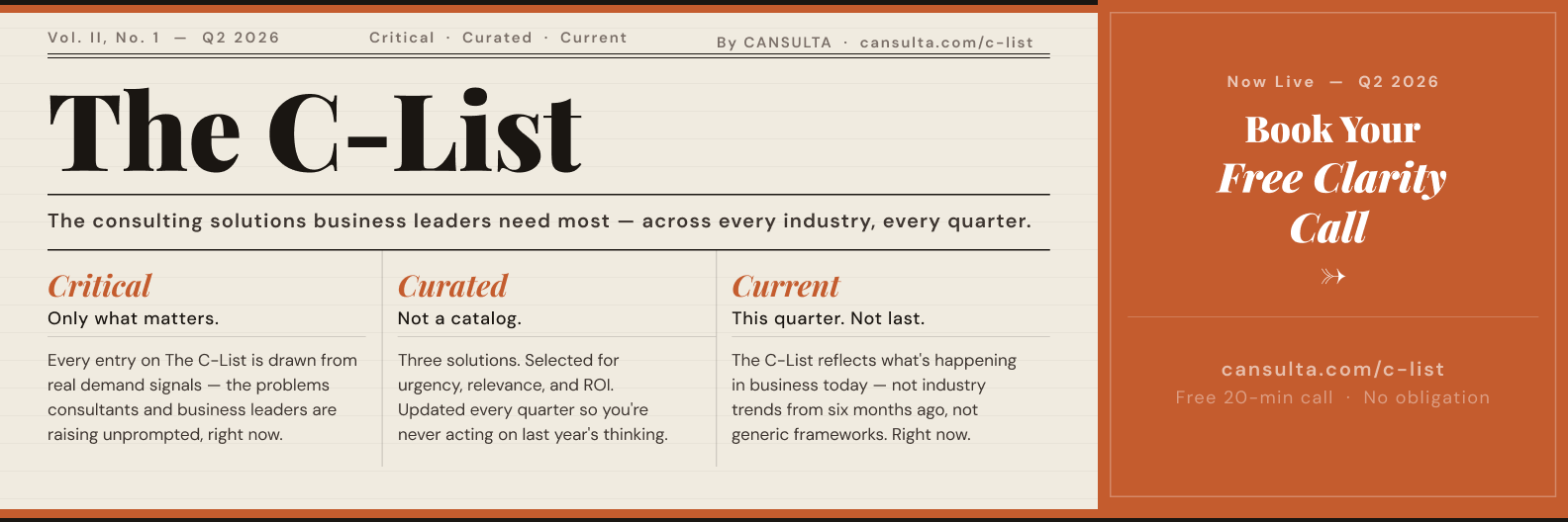 Move Over, Big 4: Cansulta Unveils The C-List, A Consulting Model That Actually Moves Fast.
