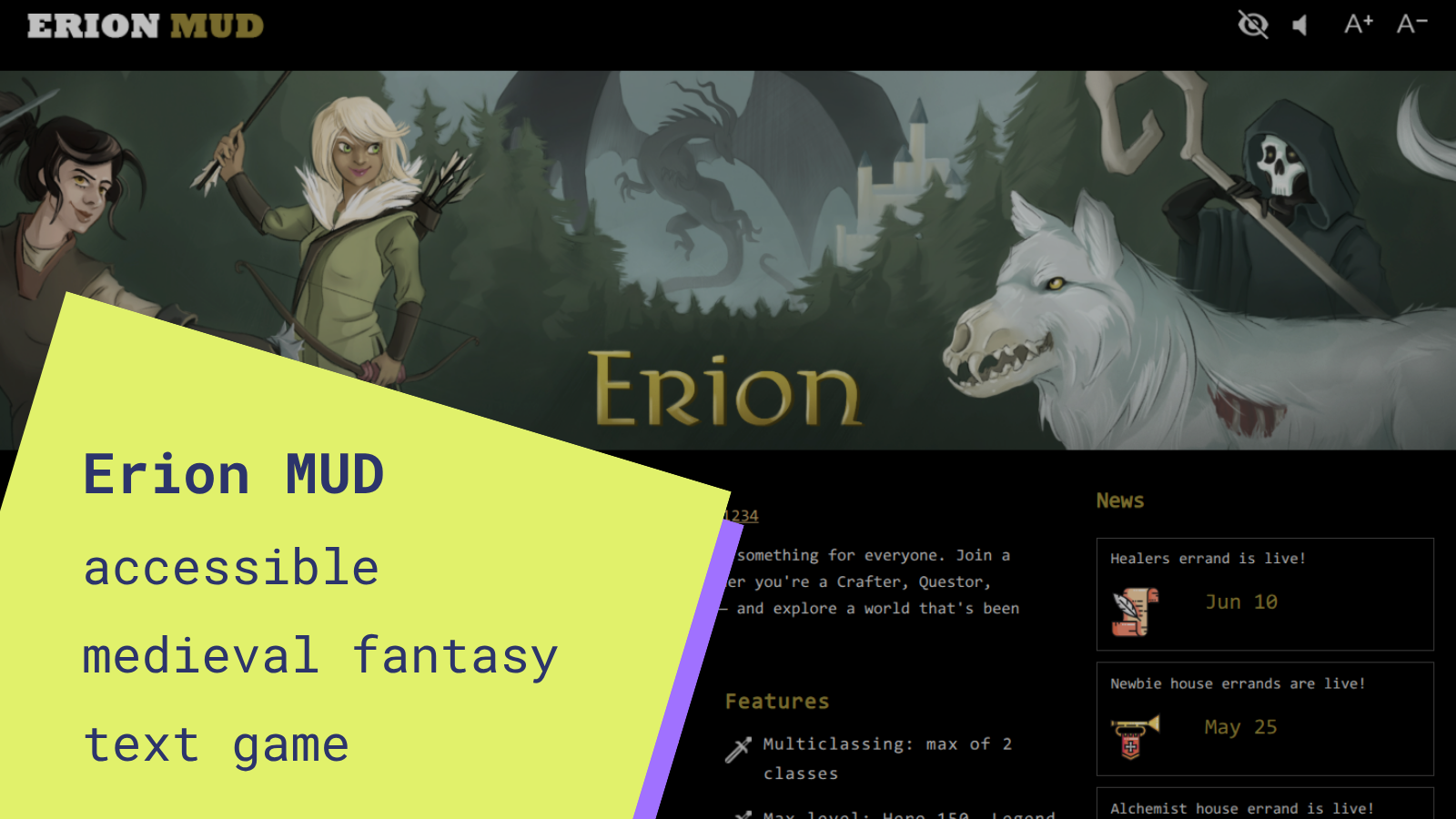 Writing Games announces Writing Games publishes interview with Aelyn, developer of 21-year-old fantasy text game Erion